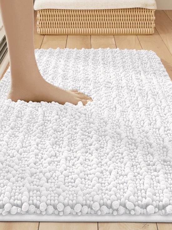 Other - ComfiTime Luxury Chenille Bath Rug with Pinstripes – White 24” x 36”